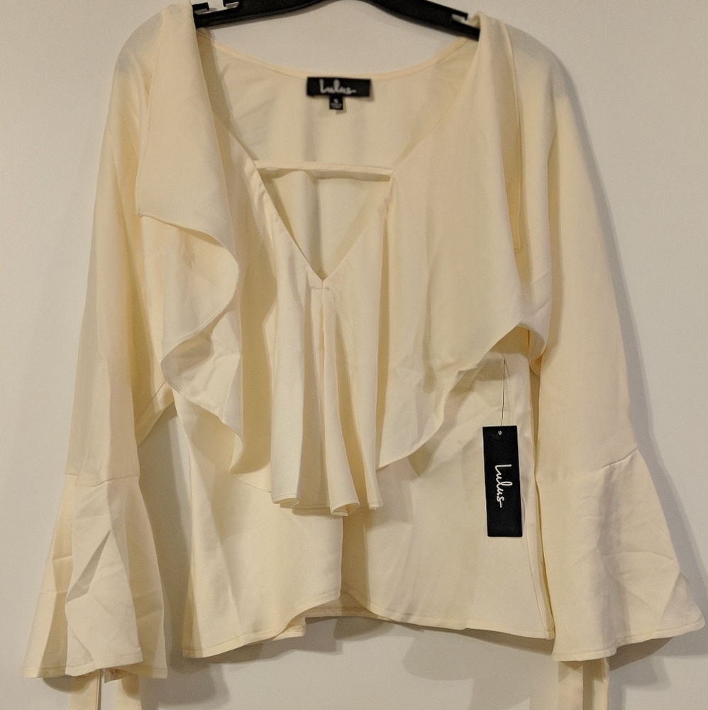 Cream Ruffle Front Blouse - Picture 2 of 2